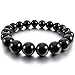 Men,Women's 10mm 12mm Bracelet Link Wrist Energy Stone Agate Onyx Gemstone Black Buddha Mala Beads