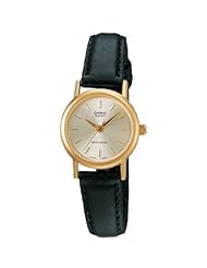 Casio Womens LTP1095Q-7A Black Leather Quartz Watch with Silver Dial