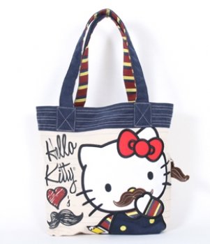 Hello Kitty Mustache Design Tote Bag