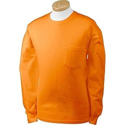 Gildan Adult 6.1 oz 50/50 Cotton/Polyester High Visibility L/S T w/pocket