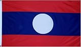 Laos National Country Flag - 3 foot by 5 foot Polyester (New)