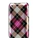 Premium Designer Hard Crystal Snap-on Case for Apple iPhone 3G, 3GS 3G-S - Cool Hot Pink Diagonal Checkers Diamond Plaid Print