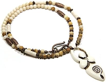 AB's - Men's Pendant Necklace - Men's Jewelry - Gemstone Necklace - Brown Necklace - Beaded Necklace - Tribal Inspirations - Venus - Bone Pendant