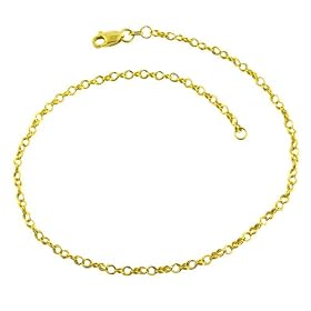 14 Karat Yellow Gold 9 Inch Double Curb Anklet