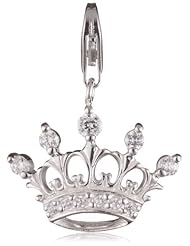 VINANI brand Germany 925 Sterling Silver Charm Pendant flat Crown shiny Zirconia white Princess HKRO