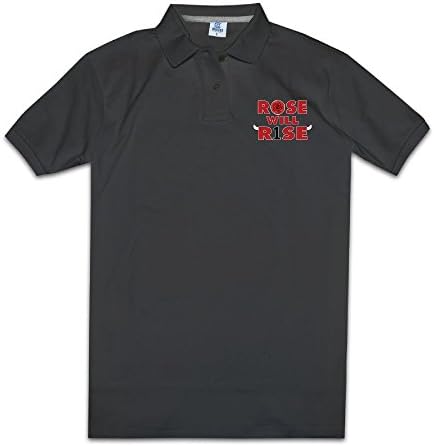 YQUE56 MEN Rose Will R1se Basketball Player Solid Deck Polo Black Size M