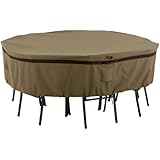 Classic Accessories 55-215-042401-EC Hickory Heavy Duty Round Patio Table & Chair Set Cover, Large