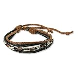 SilberDream Lederarmband schwarz mit braunen Kordeln Surferarmband Leder Armband Echtleder LA1237S