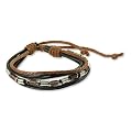 SilberDream Lederarmband schwarz mit braunen Kordeln Surferarmband Leder Armband Echtleder LA1237S