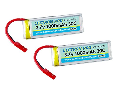 2-Pack of Lectron Pro 3.7V 1000mAh 30C Lipo Battery with JST