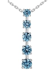 2CTW Carat Blue Diamond Journey Pendant in 10K White Gold