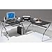 Techni Mobili Hip Black Glass Corner Computer Desk, Black, 60.75