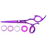 Shark Fin Hair Shears Professional Line Titanium Right Handed Swivel Pink Shear 5.5 Inches + Bella Via Hair Glitz Shimmering Hair Tinsel the Hottest Trend in Hair Accessories