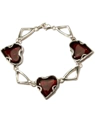 Cherry Amber Sterling Silver Heart Bracelet 7 Inches