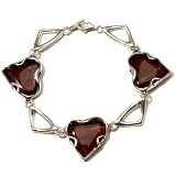 .925 Sterling Silver and Certified Cherry Amber Love Collection Bracelet