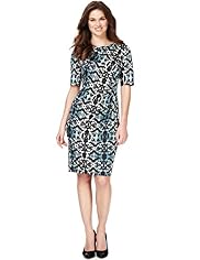 Ikat & Ombre Print Ruched Dress