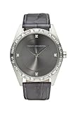 French Connection Women's FC1008SB Glossy Grey Croco Leather Strap Round Silver-Tone Stainless Steel Case Watch