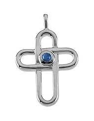 14K White Gold Sapphire Cross Pendant -- LIFETIME WARRANTY