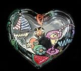 Caribbean Excitement Design - Hand Painted - Heart Shaped Box - 2 pieces - 4.5 inch diameter