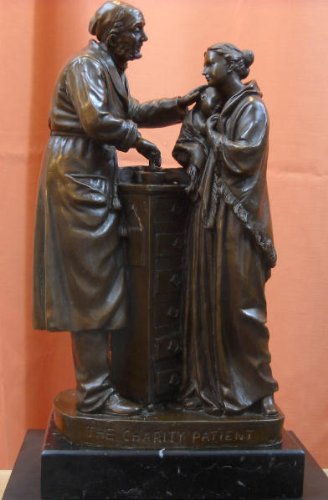 The Charity Patient By John Rogers Pediatrician (Baby Doctor) Bronze Statue Sculpture 1866 (Brown)
