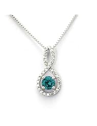 Sterling Silver Figure 8 Infinity Pendant w/ December 1.50ctw Blue Zircon CZ Color Birthstone