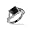 Eve's Addiction Princess Cut Onyx CZ Intricate Style Sterling Silver Ring, 6
