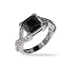 Jewelry : Princess Cut Onyx CZ Intricate Style Sterling Silver Ring