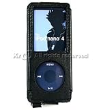 Apple Ipod Nano 4 Chromatic Black Vertical Leather Case Pouch No Flip Holster w/ Belt Clip