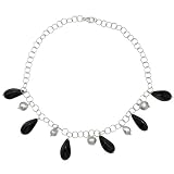 Black Resin Ovals Sterling Silver Necklace