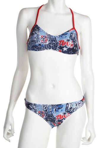 Speedo Women's Americana USA Graffiti Flipturns Two Piece Swimsuit