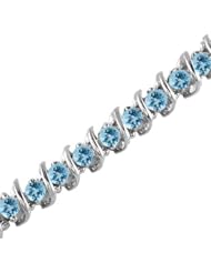 2 CT Blue Topaz Bracelet 14K White Gold