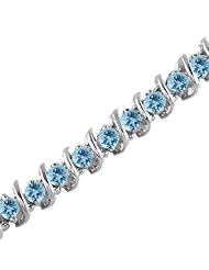 5 CT Blue Topaz Bracelet 14K White Gold