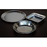 Deluxe 3 (Three) Stainless Steel Bakeware Set with Pizza Pan, Pie Plate and Cake Pan by Home Naturals