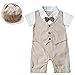 FEESHOW Baby Boys' Short Sleeve Gentleman Romper with Hat 2pcs Outfit Set Size 9-12 Months Khaki