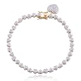 18kpl Genuine Diamond Accent Heart Charm 7.25" Bracelet
