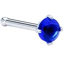 18 Gauge Blue Cubic Zirconia Nose Bone