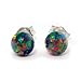 Aurora: 6mm Black Australian Opal Ball Stud Post Earrings Solid 925 Sterling Silver