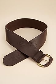 Leather Oval Buckle Textured Belt