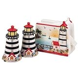 Review KK  / Napkin Holder / Salt & Pepper Shakers Striped Lighthouse