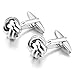 Men's 2 PCS Rhodium Plated Cufflinks Silver Tone Love Knot Shirt Wedding Business 1 Pair Set
