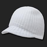 WHITE SOLID CAMPUS JEEP CAP VISOR BEANIE SKI CAP CAPS HAT HATS TOQUE