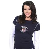 Majestic Threads Oklahoma City Thunder Women's Double Layer Thermal Long Sleeve T-Shirt W/ Swarovski Crystals Extra Large