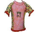 MaxOut UPF 50+, UV Protective Girl's Short Sleeve Rashguard (aka Swim Shirt) w/ a Solid/Print Combination for Infants & Toddlers (Sizes 6mos-4T)