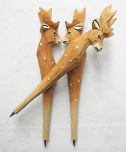 Handmade Carved Natural Wooden Cute Animals Ballpoint Pen 1pc/deer(can Exchange Refills)