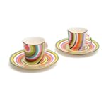 French Bull 4-Piece Gold Rimmed Cups and Saucers Set, Ring