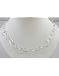Elegant 24" Diamond Cut Sterling Silver Double Hoop Necklace (19.8g)