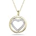 10k Yellow Gold Circle and Heart Pendant (1/8 cttw, I-J Color, I2-I3 Clarity)