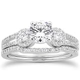 .90 Carat Diamond Engagement Bridal Wedding Identical Ring Set 14K White Gold