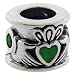 Biagi Sterling Celtic Claddagh Ring Bead with Green CZ and Enamel fits European Charm Bracelet