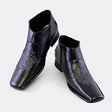 Men Exile Embroidered Lace-Up Zip Chukka Boot (Black Brush)